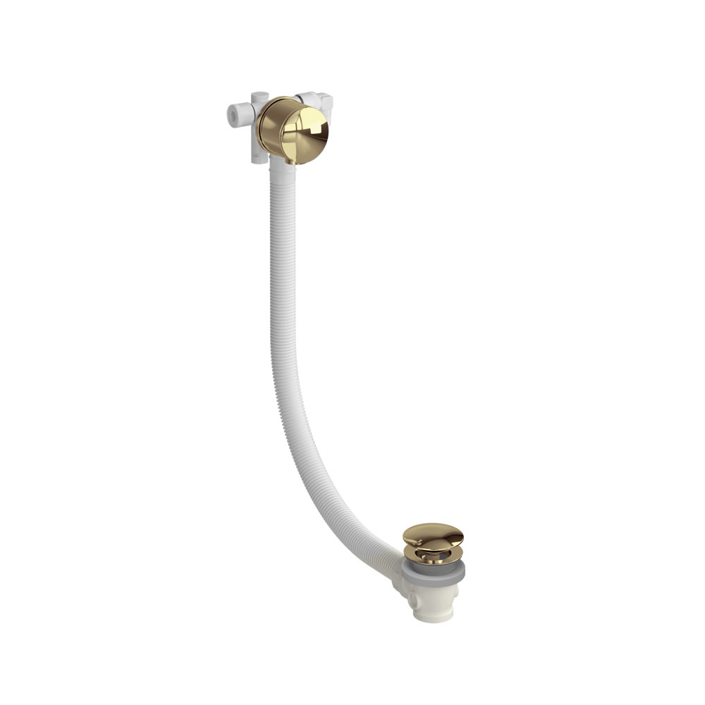 Riviera Overflow Bath Filler Extended with Click Clack Waste in Gold